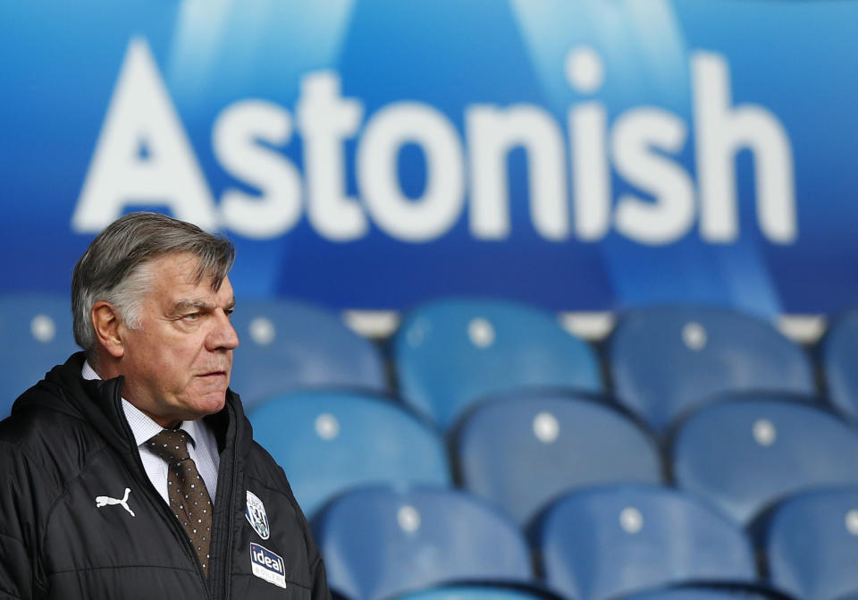 <p>West Bromwich Albion manager Sam Allardyce during the Premier League match at Elland Road, Leeds. Picture date: Sunday May 23, 2021.</p>
