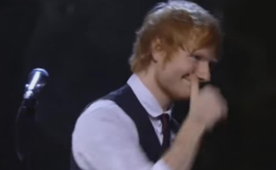 Ed Sheeran Gets His Bowing Mixed Up