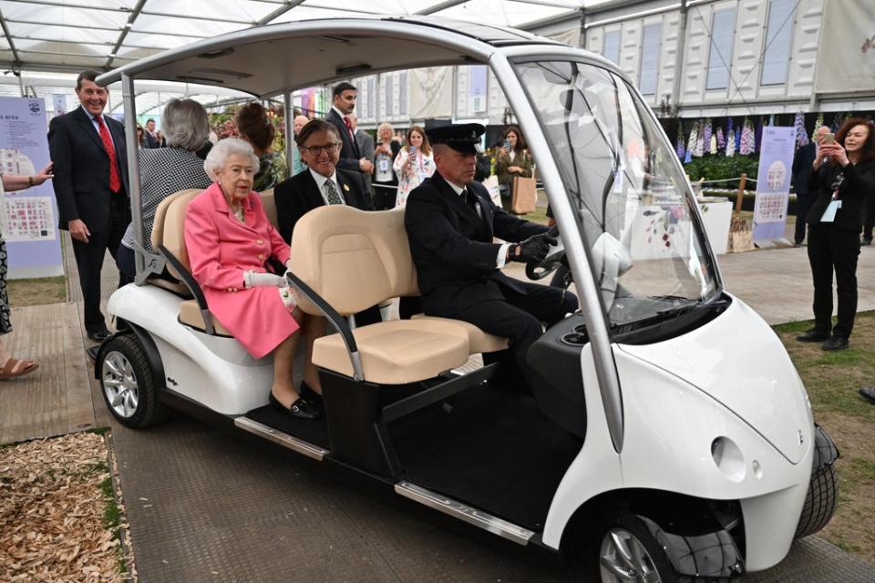 The Queen attends Chelsea Flower Show in a buggy (POOL/AFP via Getty Images)