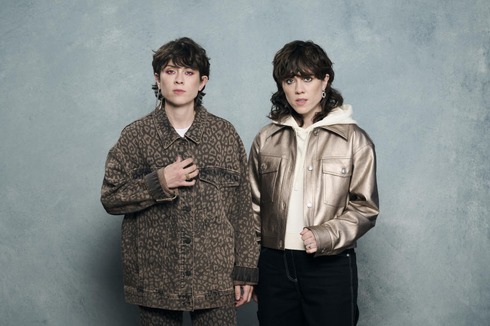 Tegan Quin (left) and Sara Quin make up the Canadian indie pop duo, Tegan and Sara. (Photo by Gareth Cattermole/Getty Images)