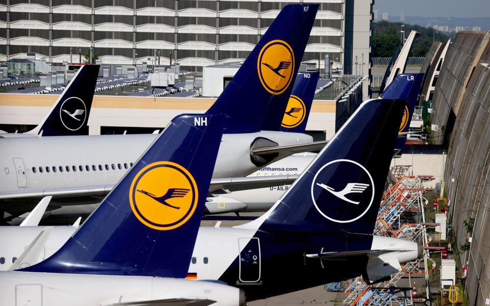 Lufthansa planes are seen parked on the tarmac of Frankfurt Airport - Kai Pfaffenbach/ REUTERS