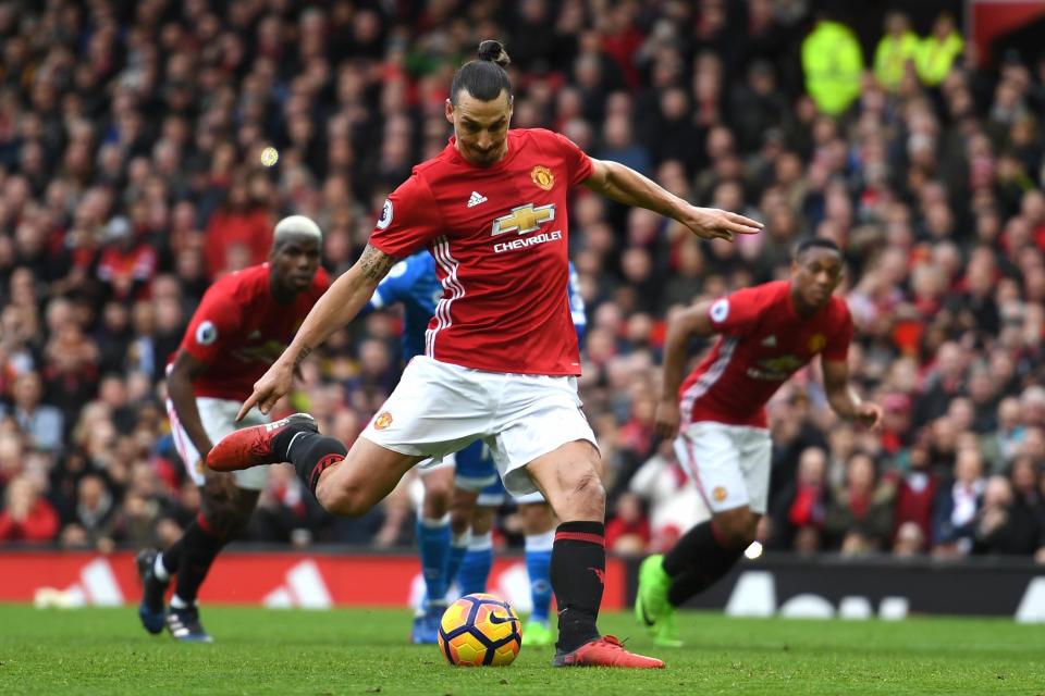 Zlatan Ibrahimovic steps up to see his penalty saved