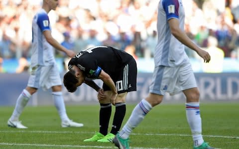 Messi reacts to mising penalty - Credit: Juan Mabromata / AFP