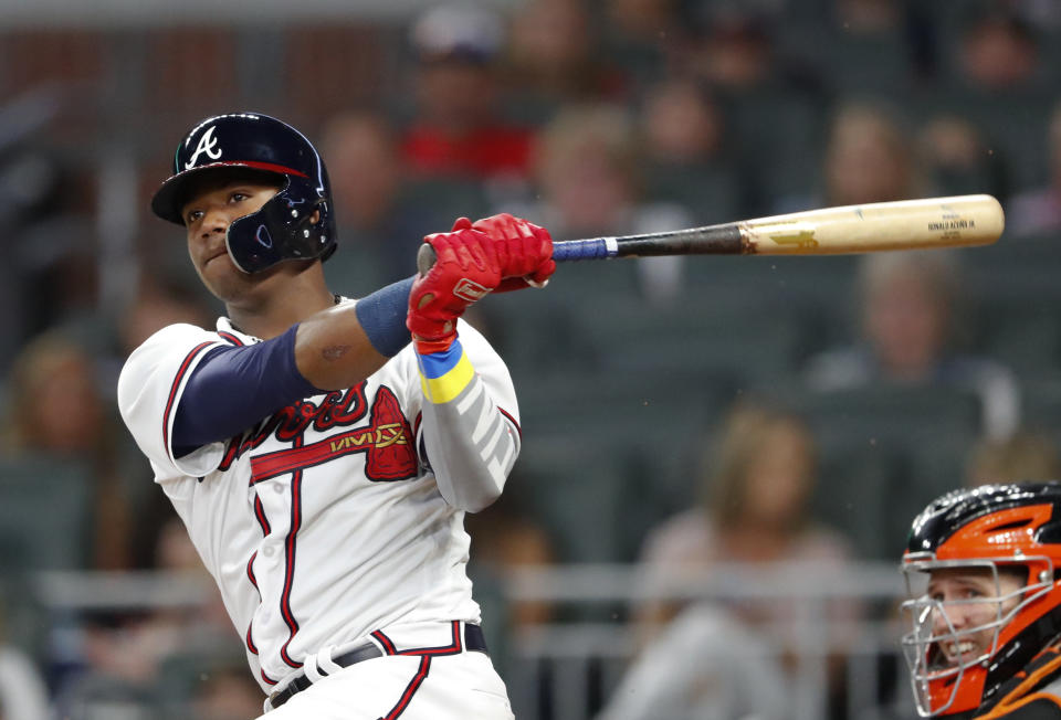 Ronald Acuna Jr. is now in the mix for the Braves. (AP)