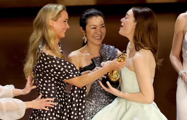 Yeoh said she handed the Oscar to Lawrence so she could give it to her 