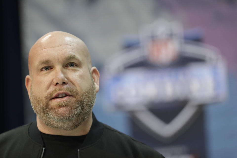 Arizona Cardinals general manager Steve Keim met with media at the NFL scouting combine on Wednesday. (AP) 
