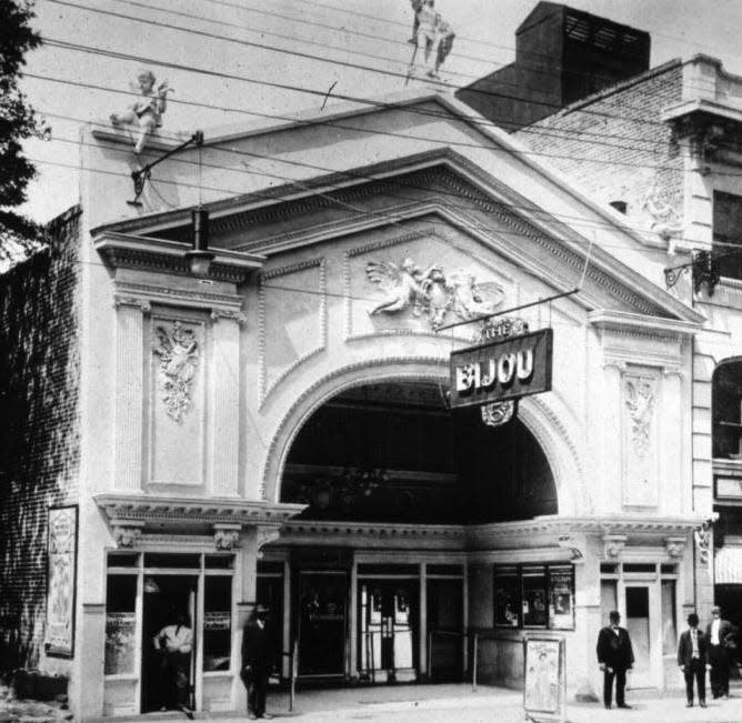 An undated photo of the Bijou Theater at 225 N. Front St. The Bijou opened in 1912, built for Howard & Wells Amusement Co. The Bijou closed in 1956 and the building was torn down in 1963. A city park now occupies the space.