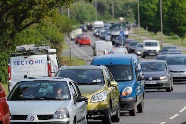 A21 closed by stalled combine harvester near Hurst Green