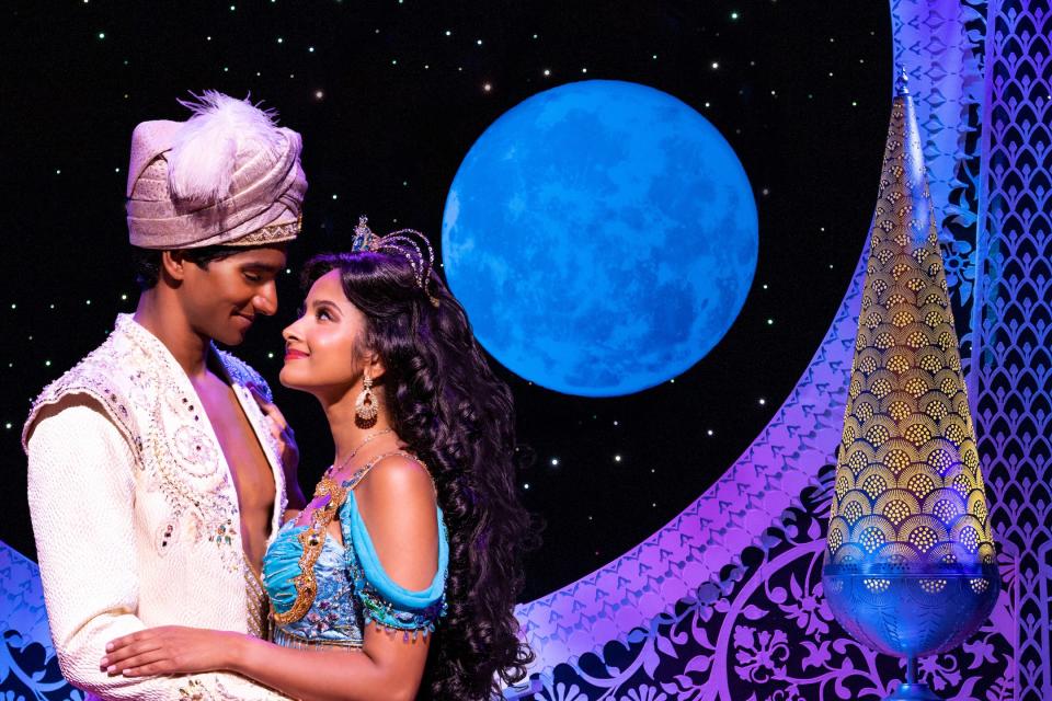 Disney’s ALADDIN on Broadway, with Michael Maliakel as Aladdin and Shoba Narayan as Jasmine. The touring show will stop at the Kravis Dec. 14-23.