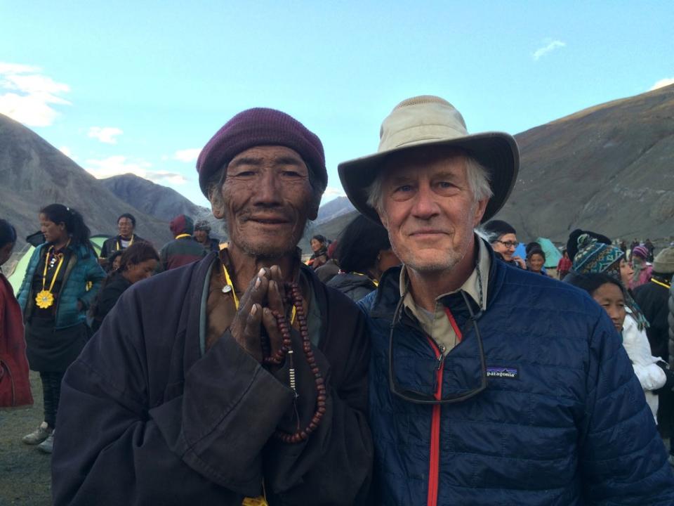 William deBuys with a friend in Tinje while trekking in Upper Dolpo with the medical mission (Courtesy of William DeBuys)