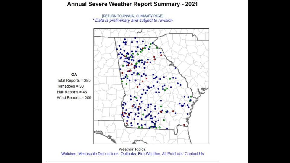To date, Georgia has had at least 285 reports of severe weather.