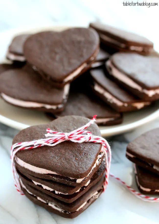 Heart-Shaped Chocolate Sandwich Cookies