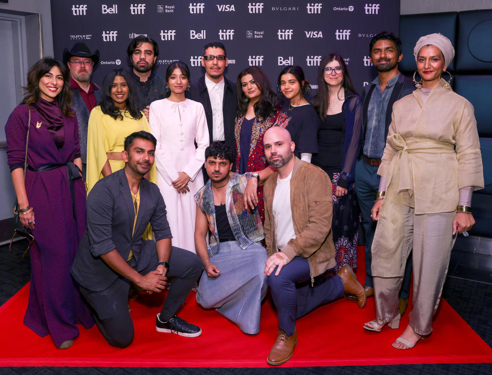 TORONTO, ONTARIO - SEPTEMBER 14: (L-R, back row) Meesha Shafi, Justin Moses, Carol Ann Noronha, Omar Javaid, Ramesha Nawal, Zarrar Kahn, Bakhtawar Mazhar, Iman Vellani, Kristi McIntyre, Kalaisan Kalaichelvan, Anam Abbas (L-R, front row) Shant Joshi, Mohammad Ali Hashmi and Craig Scorgie attend the 