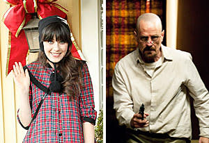 Zooey Deschanel, Bryan Cranston | Photo Credits: Greg Gayne/FOX; Gregory Peters/AMC