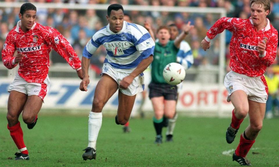 Former Hayes forward Les Ferdinand on a typically rampaging run for QPR against Coventry in 1993.