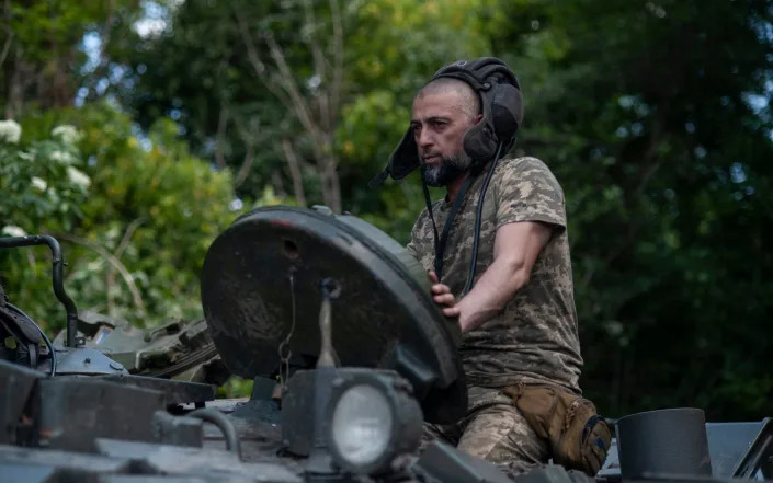 A Ukrainian tank soldier near Chasiv Yar, as battles continue with the Russian forces - Iryna Rybakova/AP