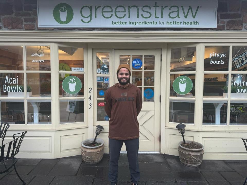 Greenstraw's new owner, Dhruv Patel, looks forward to transitioning to a fully vegan menu at the Newtown Borough cafe.