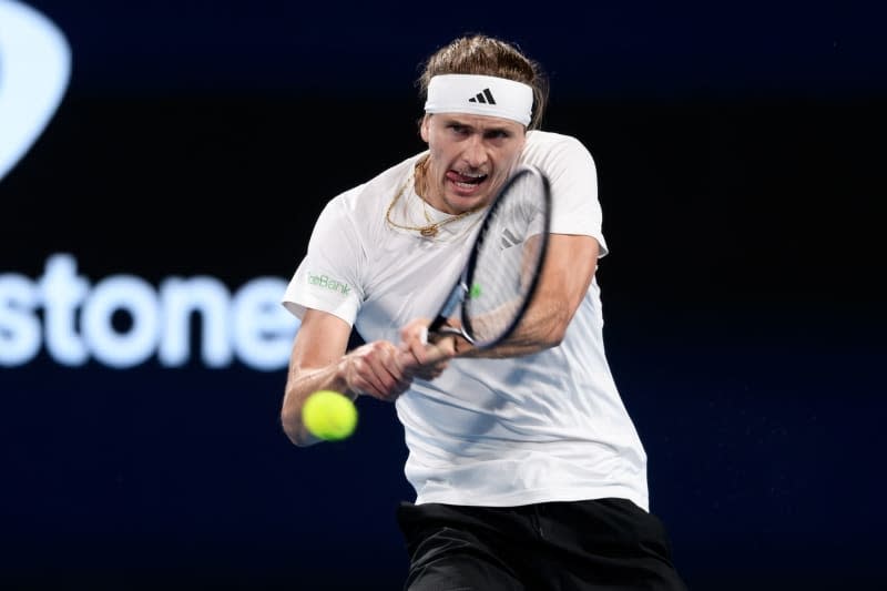 German tennis player Alexander Zverev in action against Australia's Alex De Minaur during their men's Semi-Final tennis match of the 2024 United Cup at Ken Rosewall Arena in Sydney. Steven Markham/AAP/dpa