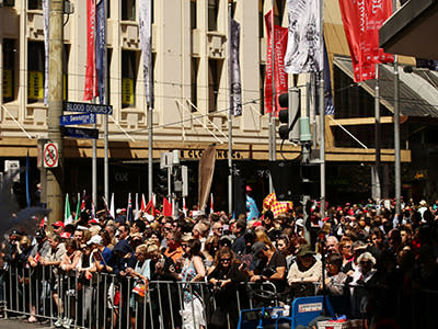 Thousands of racing fans lined the streets for the parade