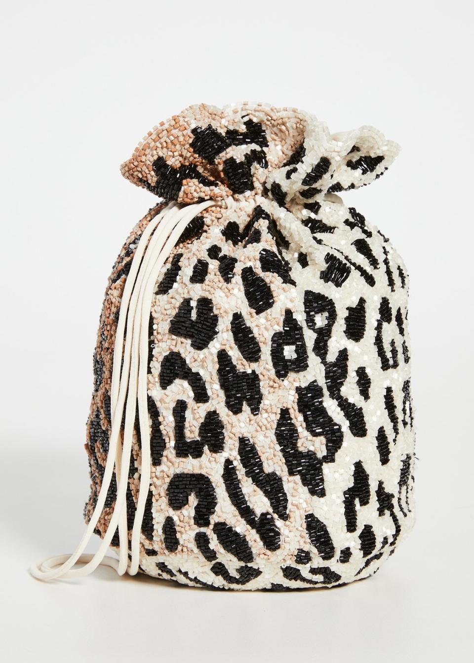 Ganni Beaded Leopard Pouch