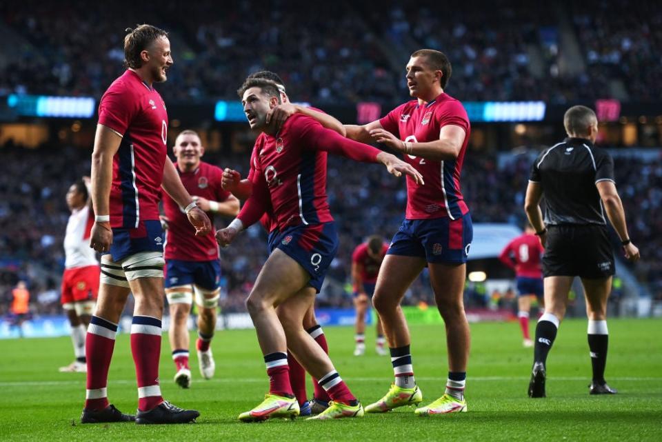 Winger Jonny May receives the plaudits after his try (Getty)