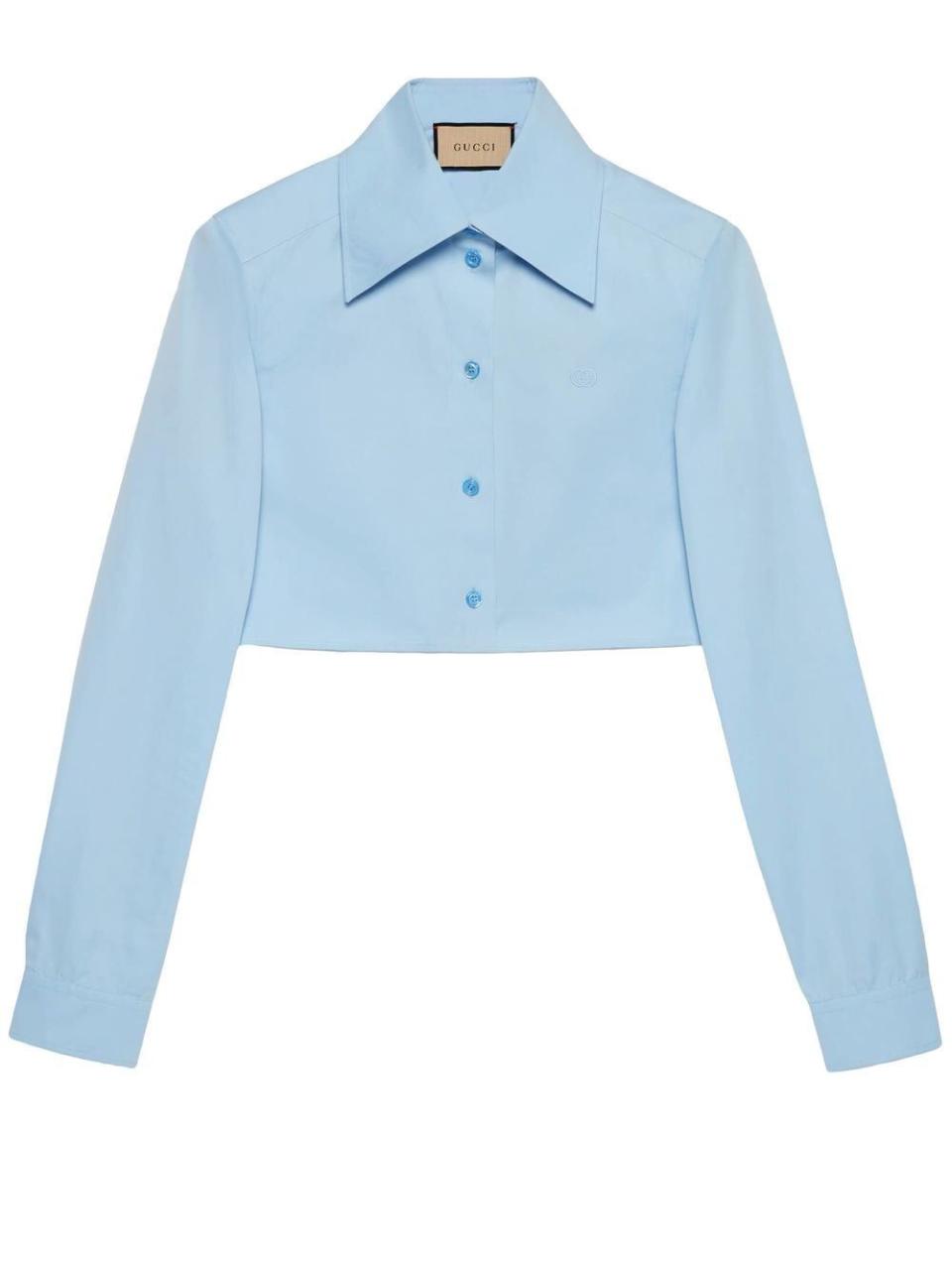 25) Cropped Poplin Shirt