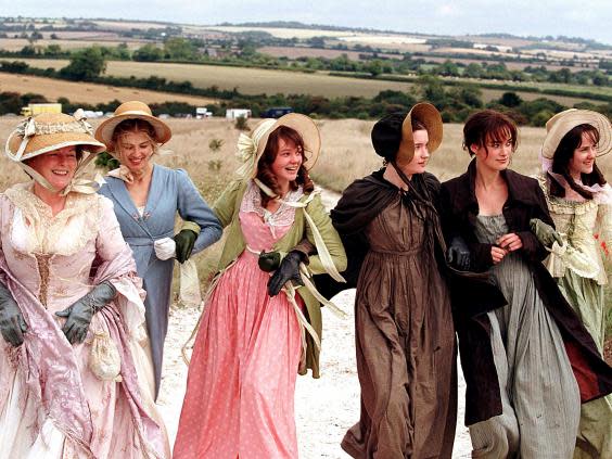 Mrs Bennett (far left) in the 2005 film of ‘Pride and Prejudice’ (Rex Features)