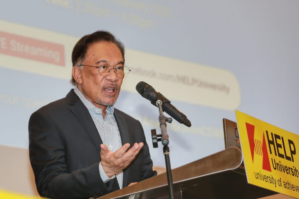 Datuk Seri Anwar Ibrahim speaks during a symposium in Bangsar South February 20, 2020. ― Picture by Ahmad Zamzahuri