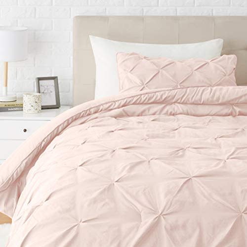 Amazon Basics Pinch Pleat Down-Alternative Comforter Bedding Set - Twin / Twin XL, Blush (Amazon / Amazon)