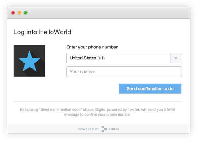 Twitter Digits login on the web