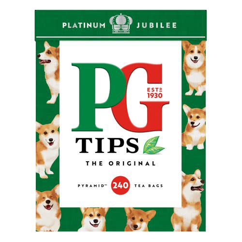 <p>That's right, PG Tips has only gone and launched a box of teabags fit for royalty (and covered in adorable corgis). Available in packs of 240 pyramid tea bags at retailers nationwide, a box will set you back just £3.99.</p><p><a class="link " href="https://www.pgtips.co.uk/our-teas/originalpgtips.html" rel="nofollow noopener" target="_blank" data-ylk="slk:BUY NOW;elm:context_link;itc:0;sec:content-canvas">BUY NOW</a></p>