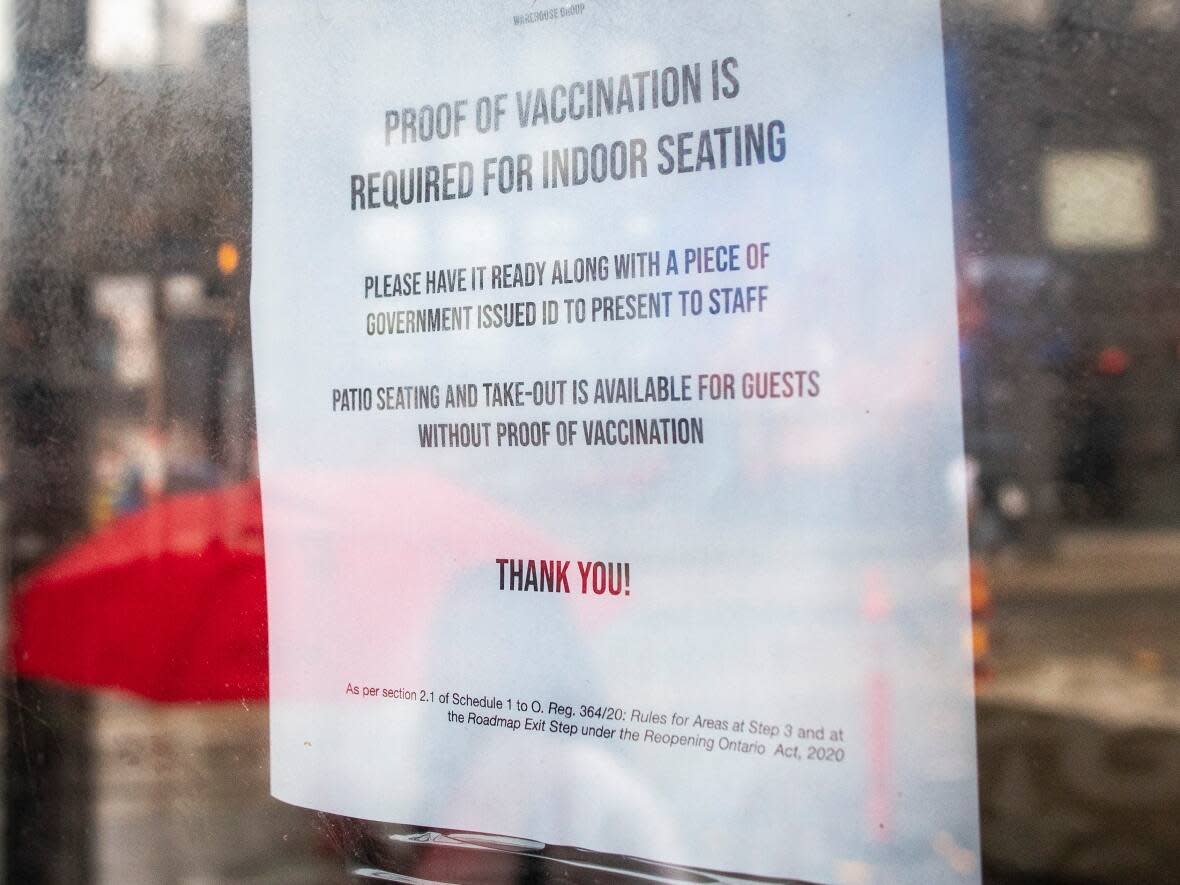 Starting Monday, businesses in New Brunswick will no longer be required to ask patrons for proof of vaccination, but Premier Blaine Higgs says they'll still have the right to ask for it if they choose to. (Evan Mitsui/CBC - image credit)