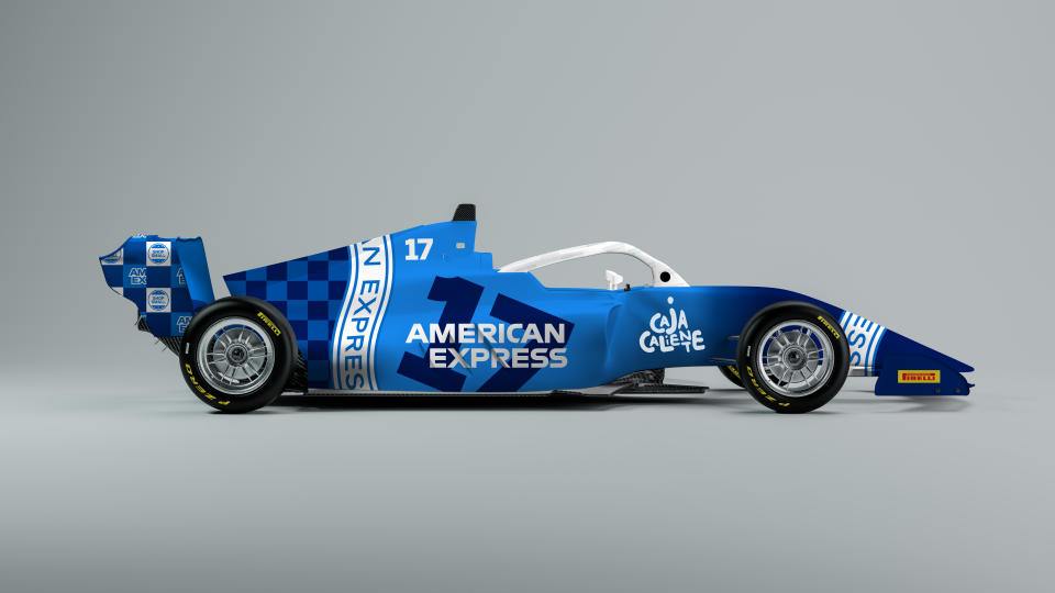 American Express’ F1 Academy livery for Miami featuring, Caja Caliente.