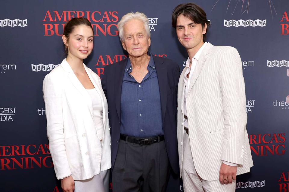 <p>Michael Loccisano/Getty</p> Michael Douglas with his children Carys and Dylan