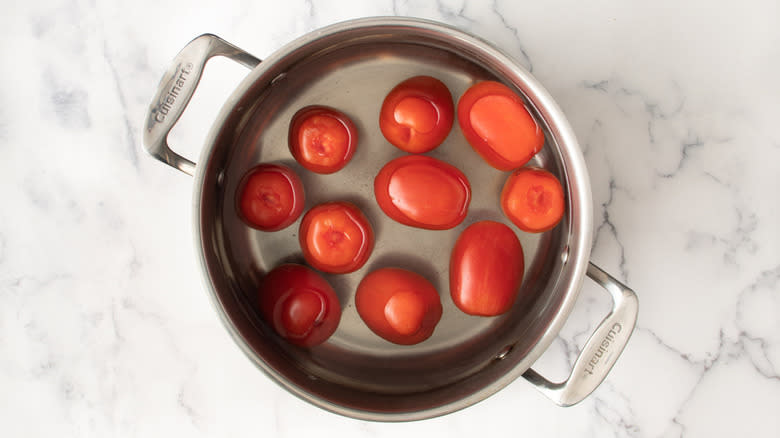 Roma tomatoes in water