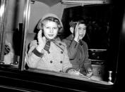 Princess Anne in the foreground in 1958, aged about seven, with brother Charles behind her. (Getty Images)