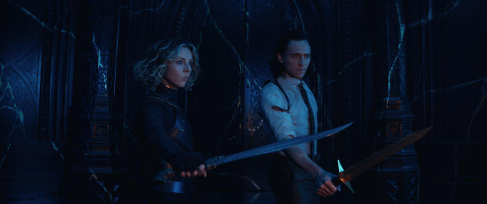 Sylvie (Sophia Di Martino) and Loki (Tom Hiddleston) in the season finale of 