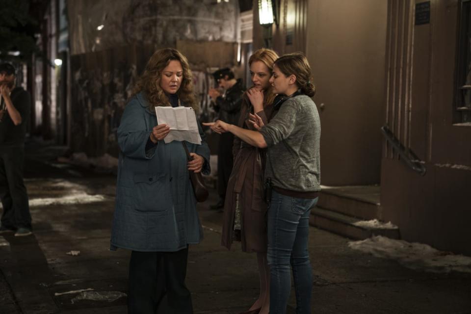 <div class="inline-image__caption"><p>Andrea Berloff directs Melissa McCarthy and Elisabeth Moss on the set of <em>The Kitchen</em></p></div> <div class="inline-image__credit">Alison Cohen Rosa/Warner Bros.</div>