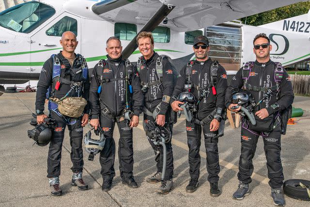 <p>Alex Nicks</p> The Alpha 5 Team. From left to right: Chris Lais - Jumper, Medic; (Ret) Jimmy Petrolia - Jumper, Advanced Free Fall Instructor; Larry Connor - Team Captain; Rob Dieguez - Jump Master, Advanced Free Fall Instructor; Brandon Daugherty - Jumper, Alpha 5 Lead. Davis, CA October 22, 2022
