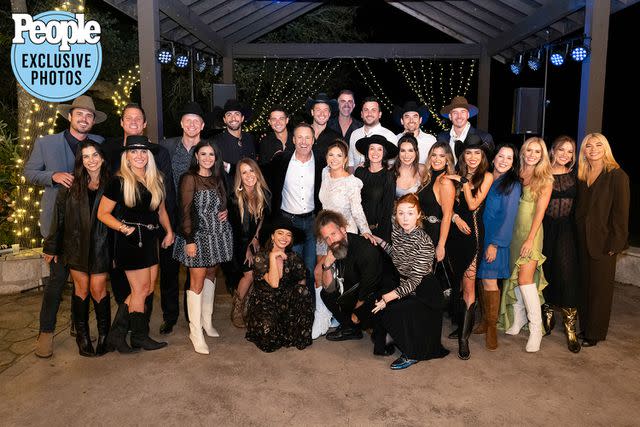 <p>Joey Carman</p> Chris Harrison and Lauren Zima pose with their Bachelor Nation guests.