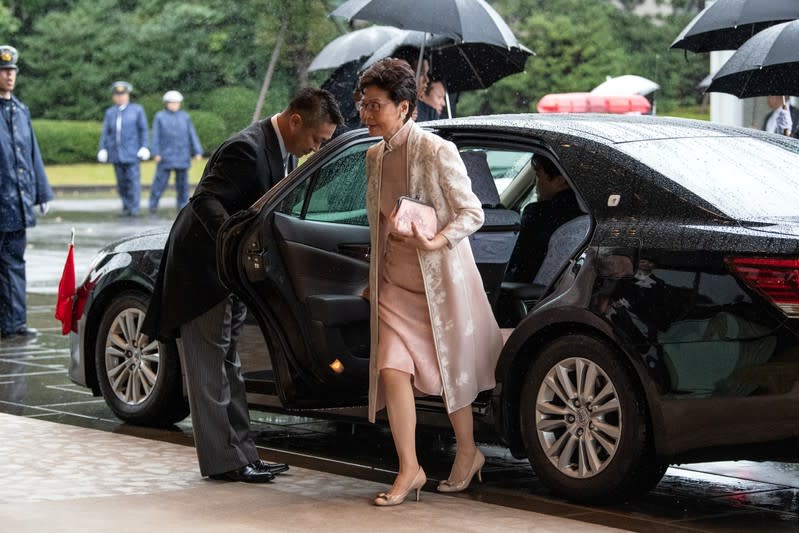 Chief Executive of Hong Kong Carrie Lam arrives to attend the enthronement ceremony of Japan's Emperor Naruhito in Tokyo