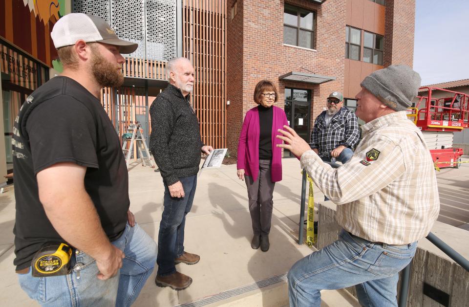 From left to right, Josh Finley, Rick and Susan Mangini and Brian MItchell of Bradford Steel are shown at the Fort Visalia Heritage Room in Visalia, Calif., Monday, Dec. 4, 2023, which was the old lumberyard and the original site of Fort Visalia, the first European settlement that started the town.