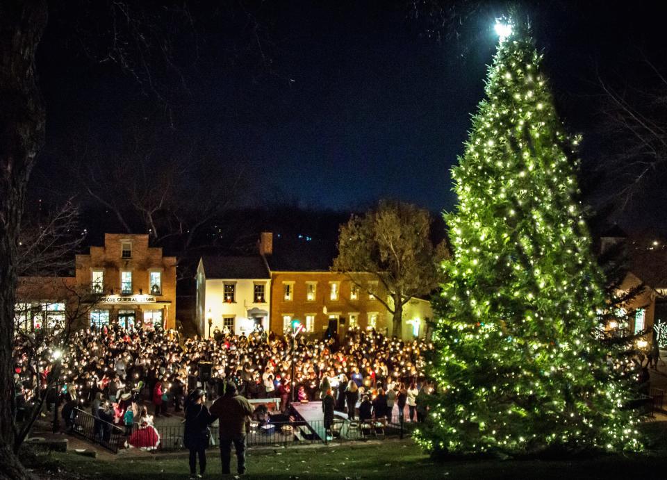 Visitors fill Historic Roscoe Village for the annual Christmas Candlelighting celebration.