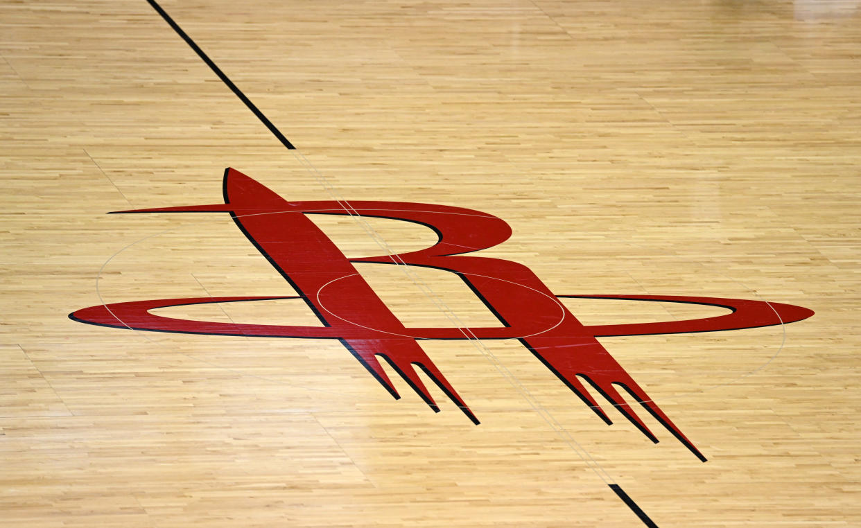 HOUSTON, TX - DECEMBER 07: The Houston Rockets center court logo on display prior to game against the Phoenix Suns on December 7, 2019 at the Toyota Center in Houston, TX. (Photo by John Rivera/Icon Sportswire via Getty Images)