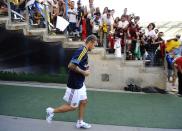 CARSON, CA - JULY 19: David Beckham #23 of the Los Angeles Galaxy runs out to the pitch as fans cheer him on before the MLS game against AC Milan at The Home Depot Center on July 19, 2009 in Carson, California. (Photo by Kevork Djansezian/Getty Images)