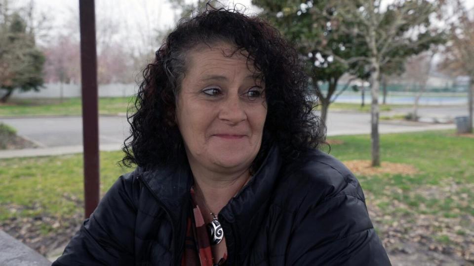 PHOTO: Helen Cruz, an unhoused Grants Pass, Ore., native, has been challenging city ordinances that impose fines on homeless people. (ABC News)