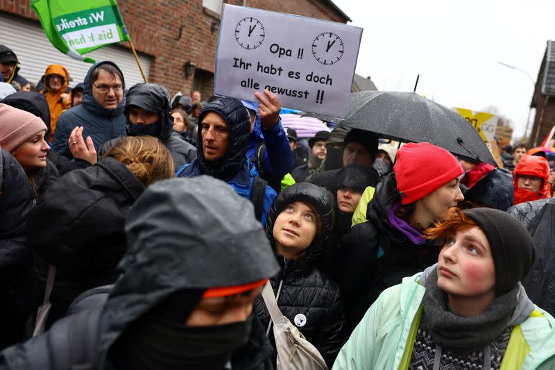 Protest against the expansion of the Garzweiler open-cast lignite mine of Germany's utility RWE, in Luetzerath