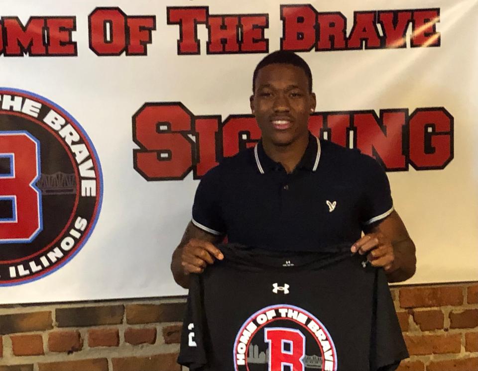 Bradley Braves point guard Duke Deen on signing day with the Home of the Braves NIL collective on Sunday, Aug. 20, 2023 at Alexander's Steakhouse in Peoria.