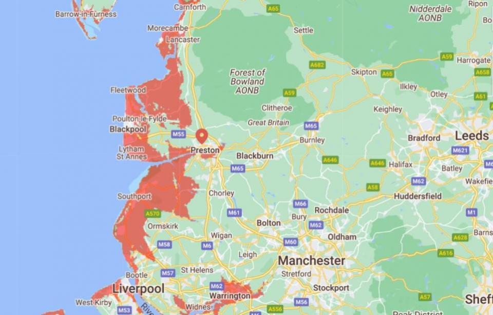 Lancashire Telegraph: Climate Central map shows areas at risk of being underwater by 2030
