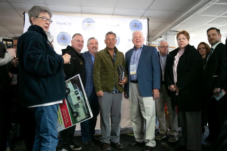 Bruce Springsteen attends an event March 8 at the Freehold Fire Department to announce the creation of a museum dedicated to the rock star's life.